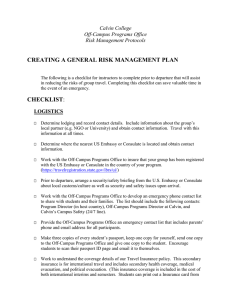 CREATING A GENERAL RISK MANAGEMENT PLAN Calvin College Off-Campus Programs Office