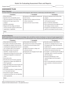 Rubric for Evaluating Assessment Plans and Reports ASSESSMENT PLAN