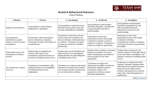 Social &amp; Behavioral Sciences  Critical Thinking Criteria