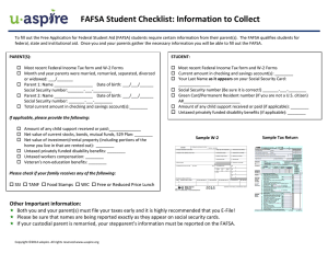 FAFSA Student Checklist: Information to Collect