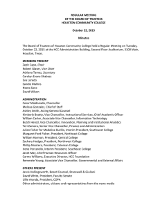 REGULAR MEETING OF THE BOARD OF TRUSTEES HOUSTON COMMUNITY COLLEGE October 22, 2015