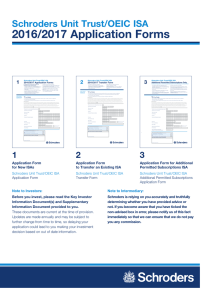 2016/2017 Application Forms Schroders Unit Trust/OEIC ISA 2