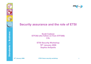 Security assurance and the role of ETSI