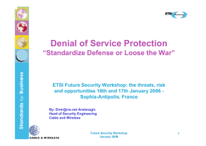 Denial of Service Protection “Standardize Defense or Loose the War”