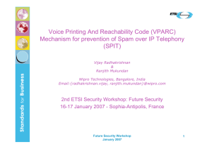 Voice Printing And Reachability Code (VPARC) (SPIT)