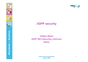 3GPP security Valtteri Niemi 3GPP SA3 (Security) chairman Nokia