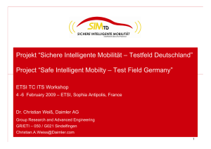 Projekt “Sichere Intelligente Mobilität – Testfeld Deutschland”