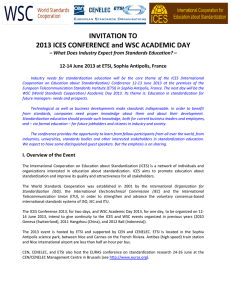 INVITATION TO 2013 ICES CONFERENCE and WSC ACADEMIC DAY