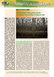 W w Reforestation using exotic plants can disturb the fertility of tropical soils