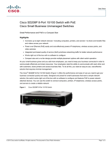 Cisco SD208P 8-Port 10/100 Switch with PoE Highlights