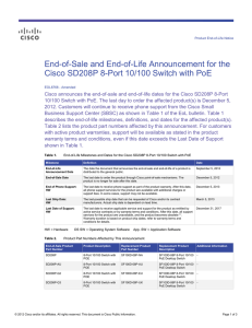 End-of-Sale and End-of-Life Announcement for the