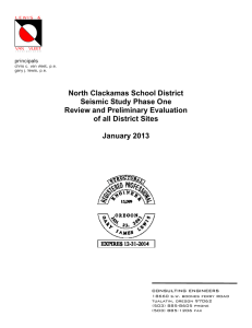 North Clackamas School District Seismic Study Phase One Review and Preliminary Evaluation