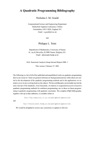 A Quadratic Programming Bibliography Nicholas I. M. Gould