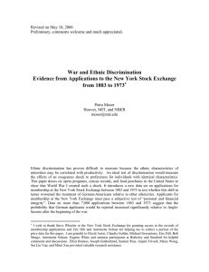 War and Ethnic Discrimination from 1883 to 1973