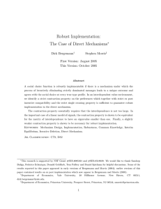 Robust Implementation: The Case of Direct Mechanisms Dirk Bergemann Stephen Morris