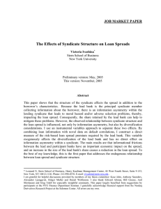 The Effects of Syndicate Structure on Loan Spreads JOB MARKET PAPER