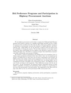 Bid Preference Programs and Participation in Highway Procurement Auctions Elena Krasnokutskaya Katja Seim