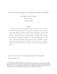 Monetary Non-Neutrality in a Multi-Sector Menu Cost Model on Steinsson Harvard University