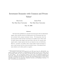 Investment Dynamics with Common and Private Values ∗ Dan Levin