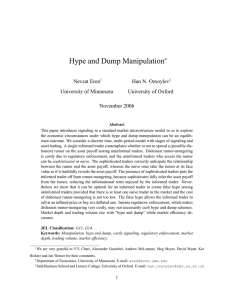 Hype and Dump Manipulation ∗ Nevzat Eren Han N. Ozsoylev