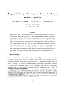 A dynamic theory of the corporate finance based upon repeated signaling ∗