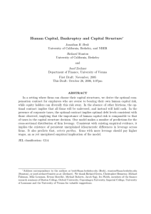 Human Capital, Bankruptcy and Capital Structure