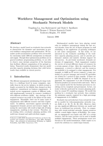 Workforce Management and Optimization using Stochastic Network Models