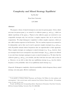 Complexity and Mixed Strategy Equilibria