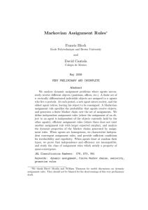 Markovian Assignment Rules Francis Bloch David Cantala ∗