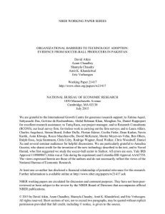 NBER WORKING PAPER SERIES ORGANIZATIONAL BARRIERS TO TECHNOLOGY ADOPTION: