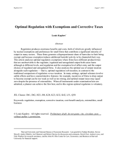 Optimal Regulation with Exemptions and Corrective Taxes