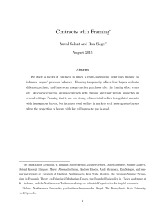 Contracts with Framing ∗ Yuval Salant and Ron Siegel August 2015