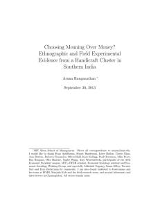 Choosing Meaning Over Money? Ethnographic and Field Experimental Southern India