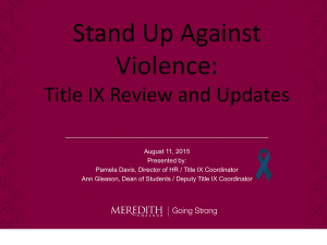 Stand Up Against Violence: Title IX Review and Updates