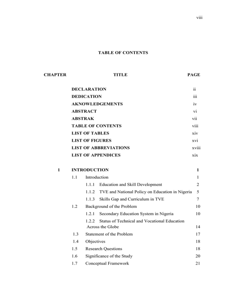 viii TABLE OF CONTENTS CHAPTER