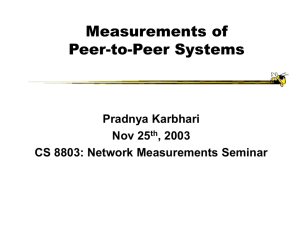 Measurements of Peer-to-Peer Systems Pradnya Karbhari Nov 25