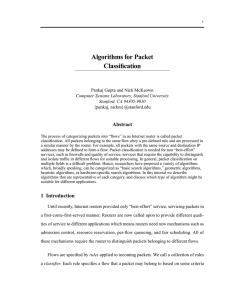 Algorithms for Packet Classification Abstract Pankaj Gupta and Nick McKeown