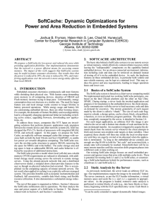 SoftCache: Dynamic Optimizations for Power and Area Reduction in Embedded Systems