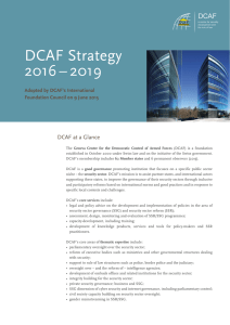 DCAF Strategy 2016 – 2019 DCAF at a Glance Adopted by DCAF’s International