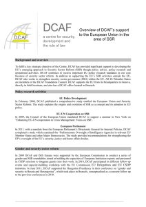 view of DCAF’s support Over to the European Union in the