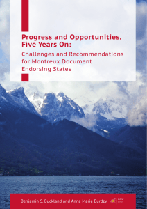 Progress and Opportunities, Five Years On: Challenges and Recommendations for Montreux Document