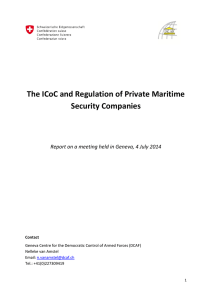 The ICoC and Regulation of Private Maritime Security Companies