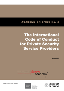 The International Code of Conduct for Private Security Service Providers