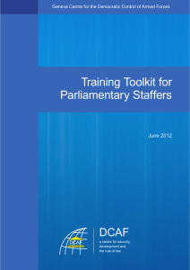 Training Toolkit for Parliamentary Staffers DCAF June 2012