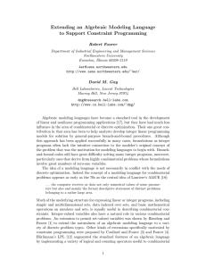 Extending an Algebraic Modeling Language to Support Constraint Programming Robert Fourer