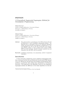 PENNON A Generalized Augmented Lagrangian Method for Semidefinite Programming Michal Koˇcvara