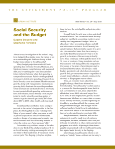 Social Security and the Budget URBAN INSTITUTE