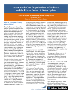 Accountable Care Organizations in Medicare November 2011