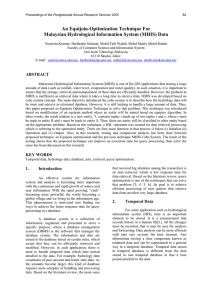 An Equijoin-Optimization Technique For Malaysian Hydrological Information System (MHIS) Data