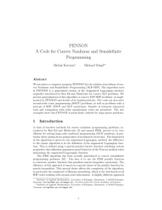 PENNON A Code for Convex Nonlinear and Semidefinite Programming Michal Koˇ